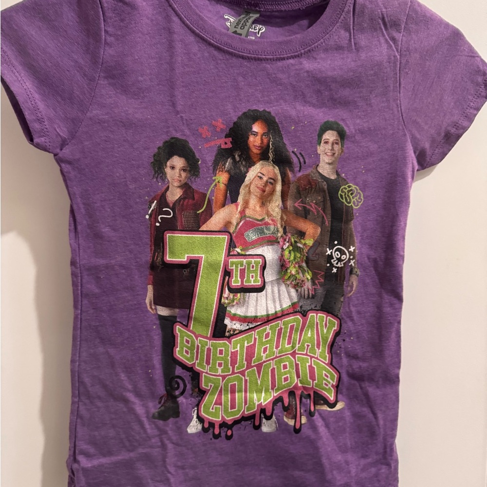 Purple 7th Birthday Zombie Kids T-Shirt
